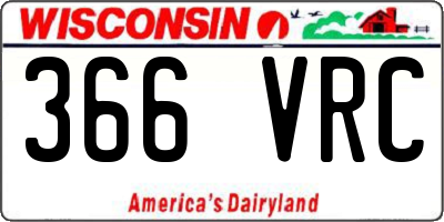 WI license plate 366VRC