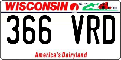WI license plate 366VRD