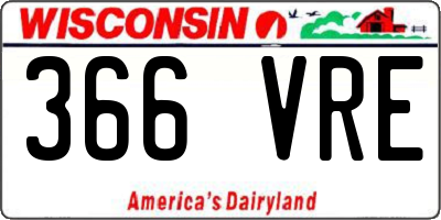 WI license plate 366VRE