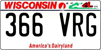 WI license plate 366VRG