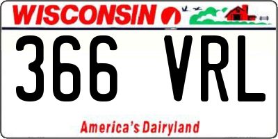 WI license plate 366VRL