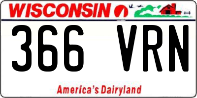 WI license plate 366VRN