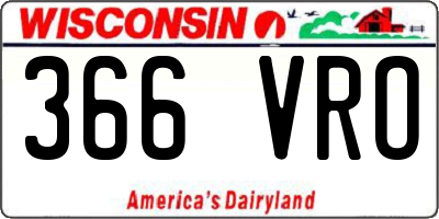 WI license plate 366VRO
