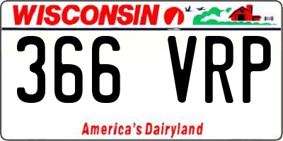WI license plate 366VRP