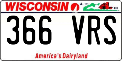 WI license plate 366VRS
