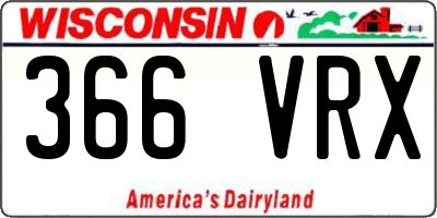 WI license plate 366VRX