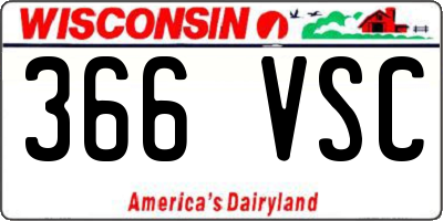 WI license plate 366VSC