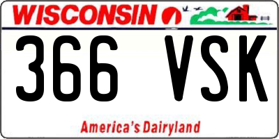 WI license plate 366VSK