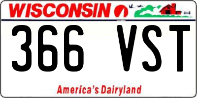 WI license plate 366VST