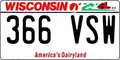 WI license plate 366VSW