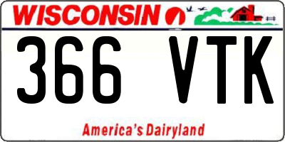 WI license plate 366VTK