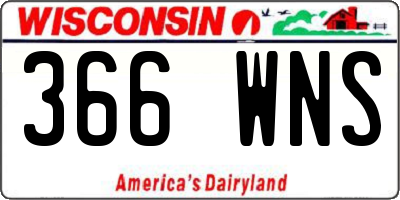 WI license plate 366WNS