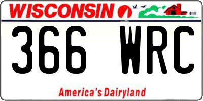 WI license plate 366WRC