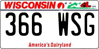 WI license plate 366WSG