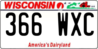 WI license plate 366WXC