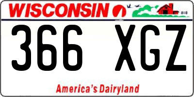 WI license plate 366XGZ