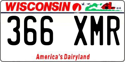 WI license plate 366XMR
