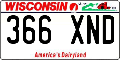 WI license plate 366XND