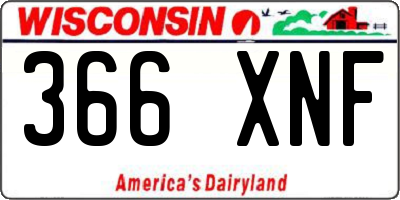 WI license plate 366XNF