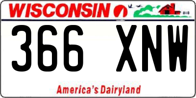 WI license plate 366XNW