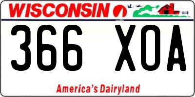 WI license plate 366XOA