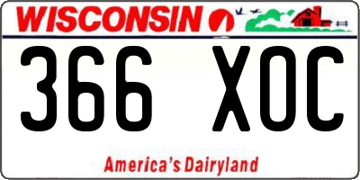 WI license plate 366XOC