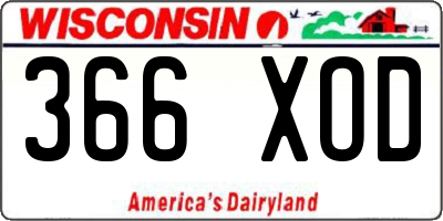 WI license plate 366XOD