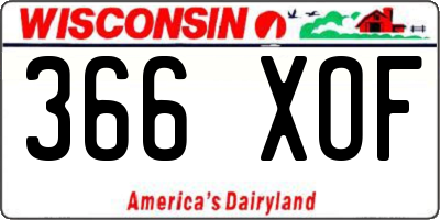 WI license plate 366XOF