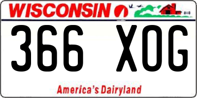 WI license plate 366XOG