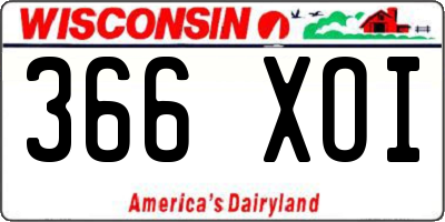 WI license plate 366XOI
