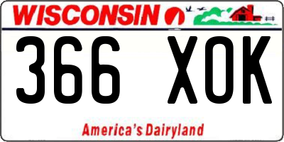 WI license plate 366XOK