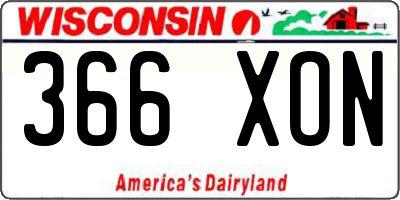WI license plate 366XON