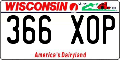 WI license plate 366XOP