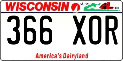 WI license plate 366XOR