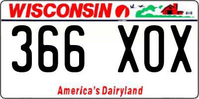 WI license plate 366XOX