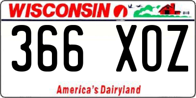 WI license plate 366XOZ