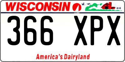 WI license plate 366XPX