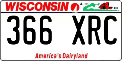 WI license plate 366XRC