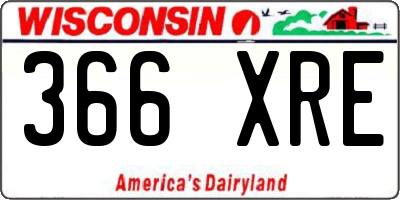 WI license plate 366XRE