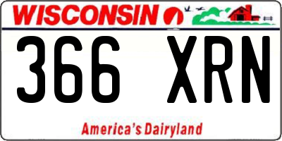 WI license plate 366XRN