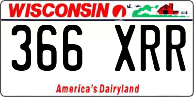 WI license plate 366XRR