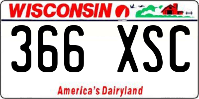 WI license plate 366XSC