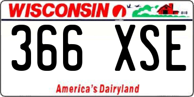 WI license plate 366XSE