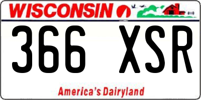 WI license plate 366XSR