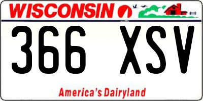 WI license plate 366XSV