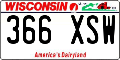 WI license plate 366XSW