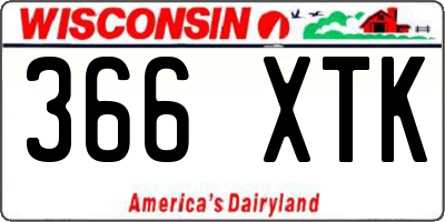 WI license plate 366XTK