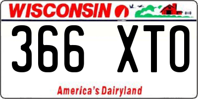 WI license plate 366XTO