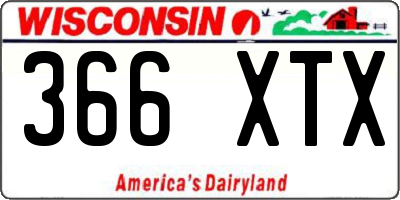 WI license plate 366XTX