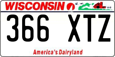 WI license plate 366XTZ